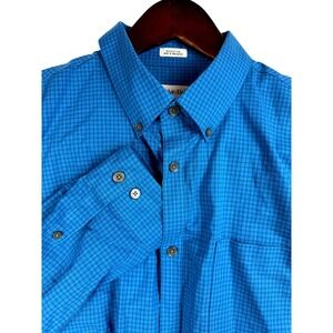 Calvin Klein Men's Blue Plaid Non Iron Button Down Shirt Size Large Long Sleeve‎